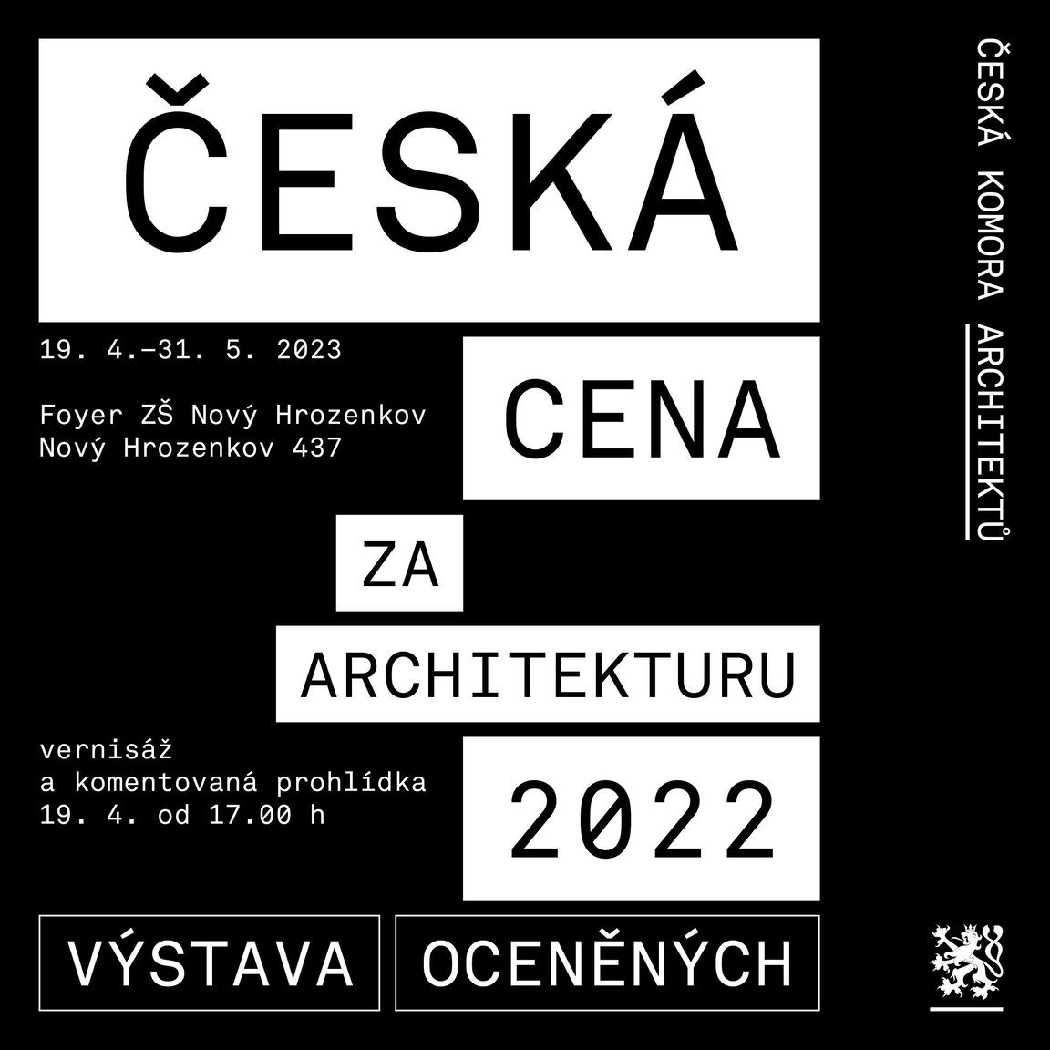 Výstava oceněných děl České ceny za architekturu 2022 v Novém Hrozenkově