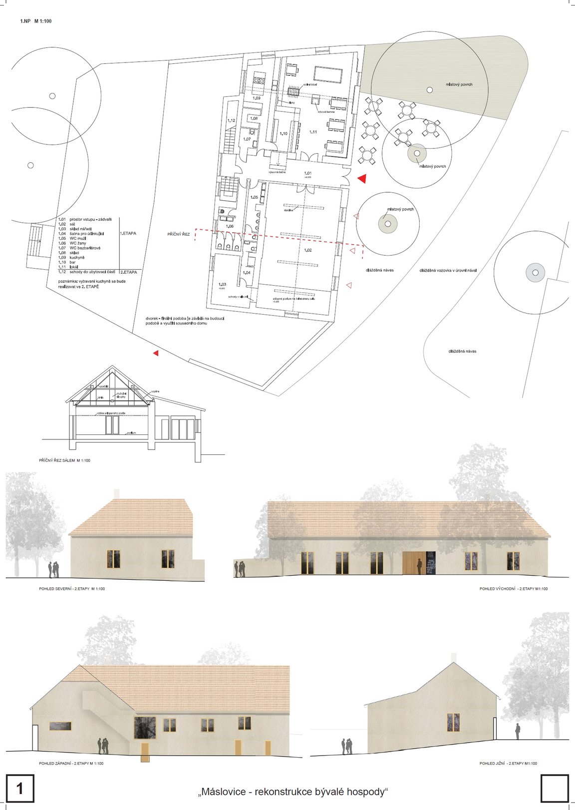 Rekonstrukce bývalé hospody se sálem v Máslovicích