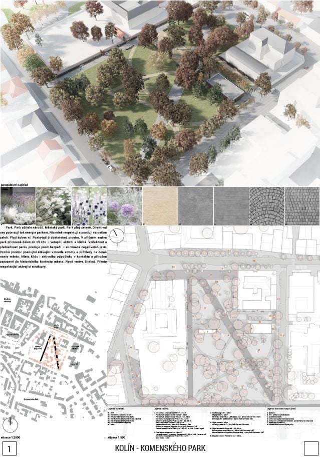 Architektonicko-krajinářské řešení Komenského parku v Kolíně