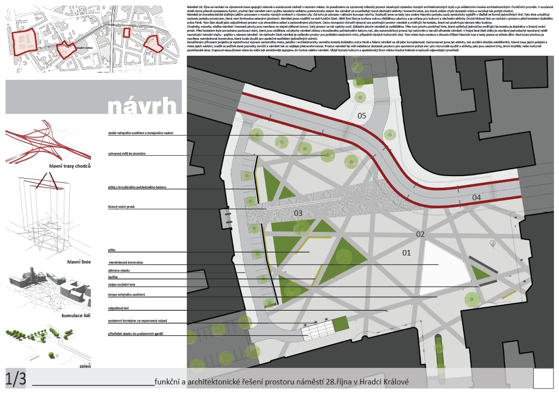 Funkční a architektonické řešení prostoru Náměstí 28. října v Hradci Králové