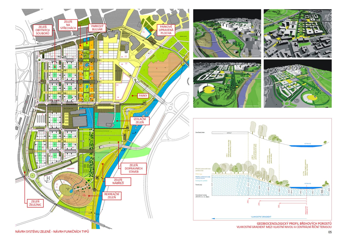 Urbanistická studie Karolina - návrh systému zeleně