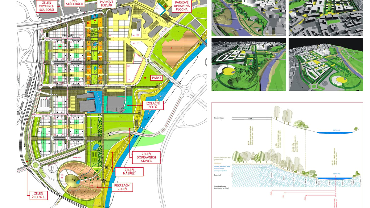 Urbanistická studie Karolina - návrh systému zeleně