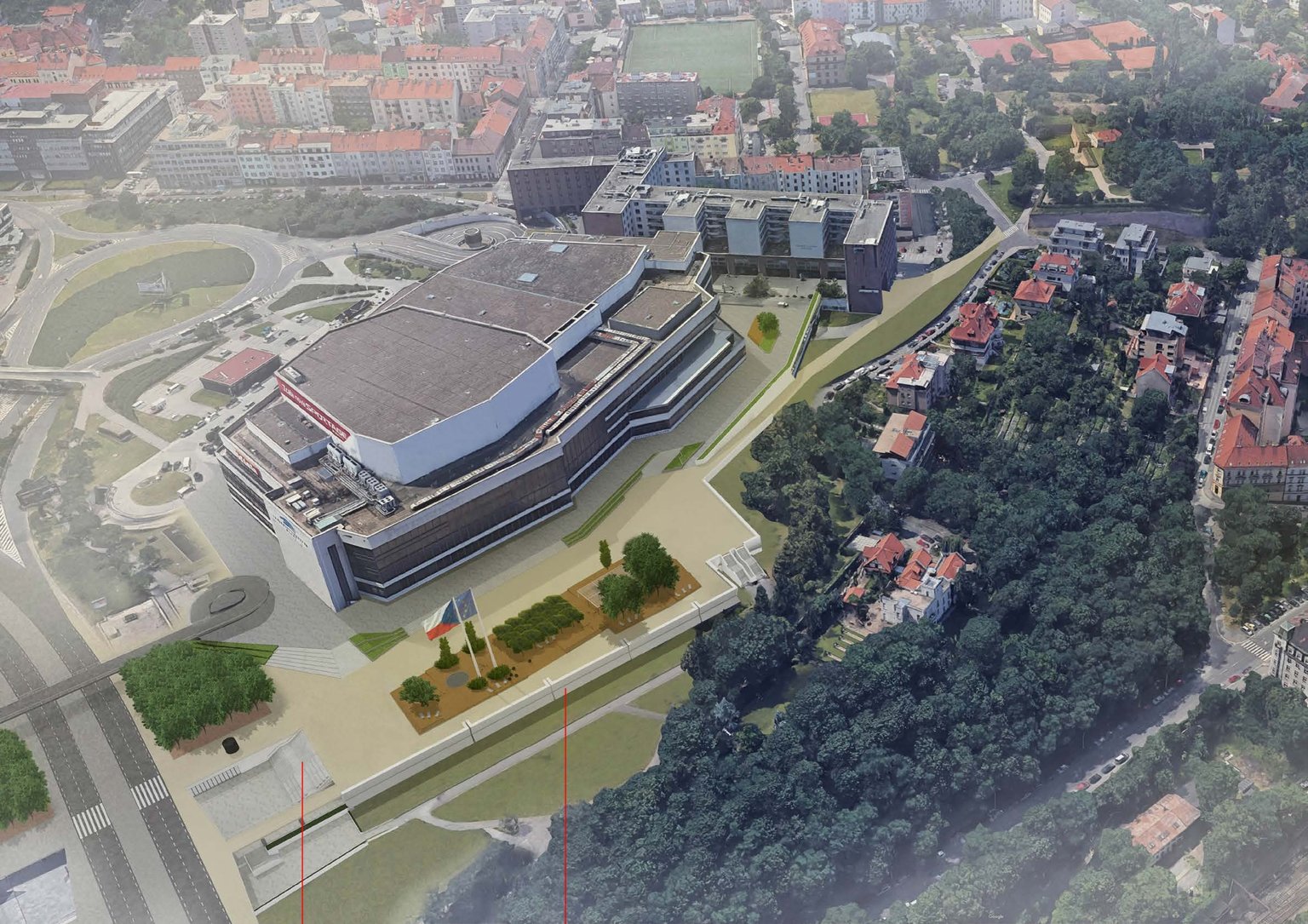 Řešení revitalizace předprostoru Kongresového centra v Praze