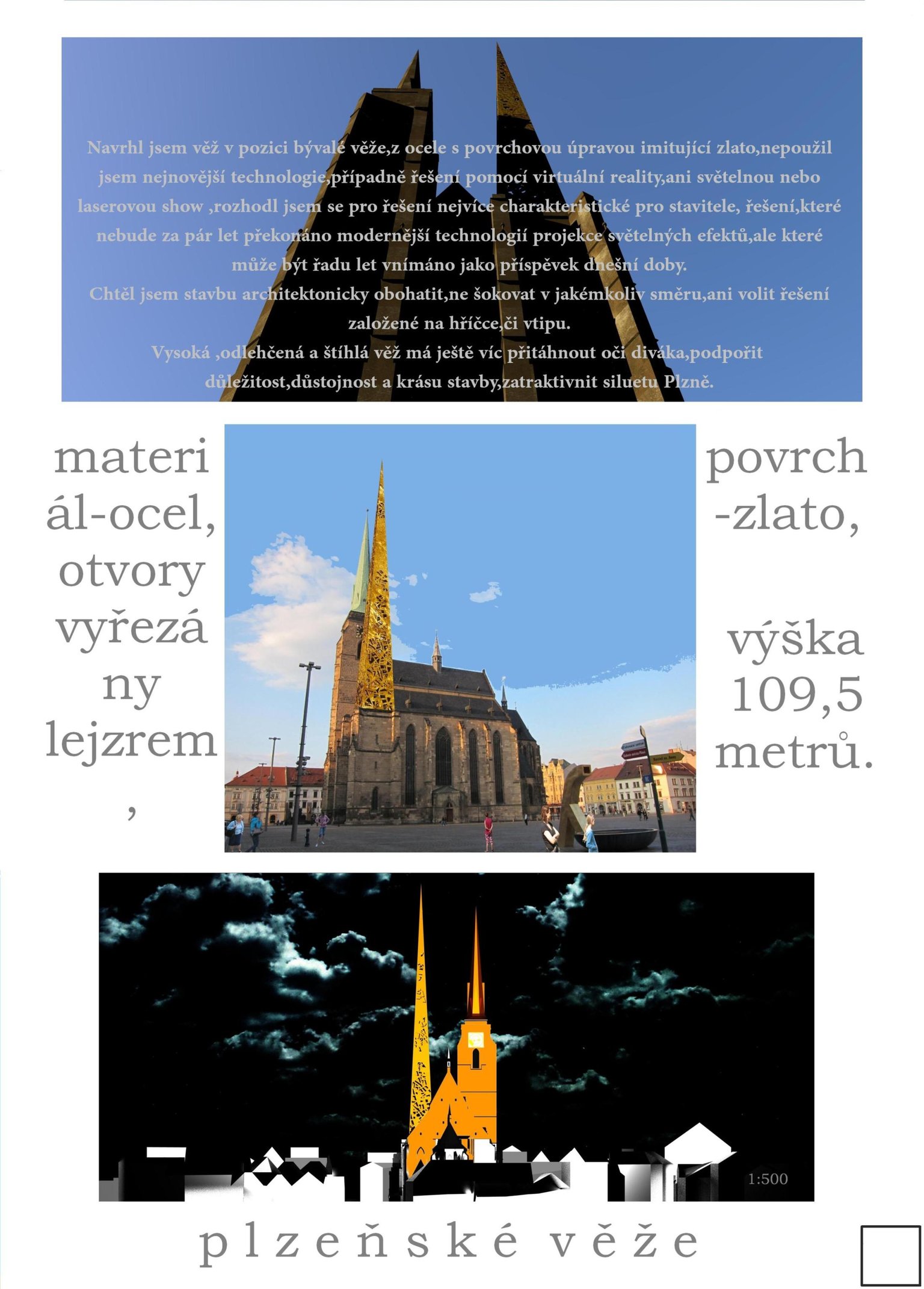 Návrh druhé věže katedrály sv. Bartoloměje v Plzni
