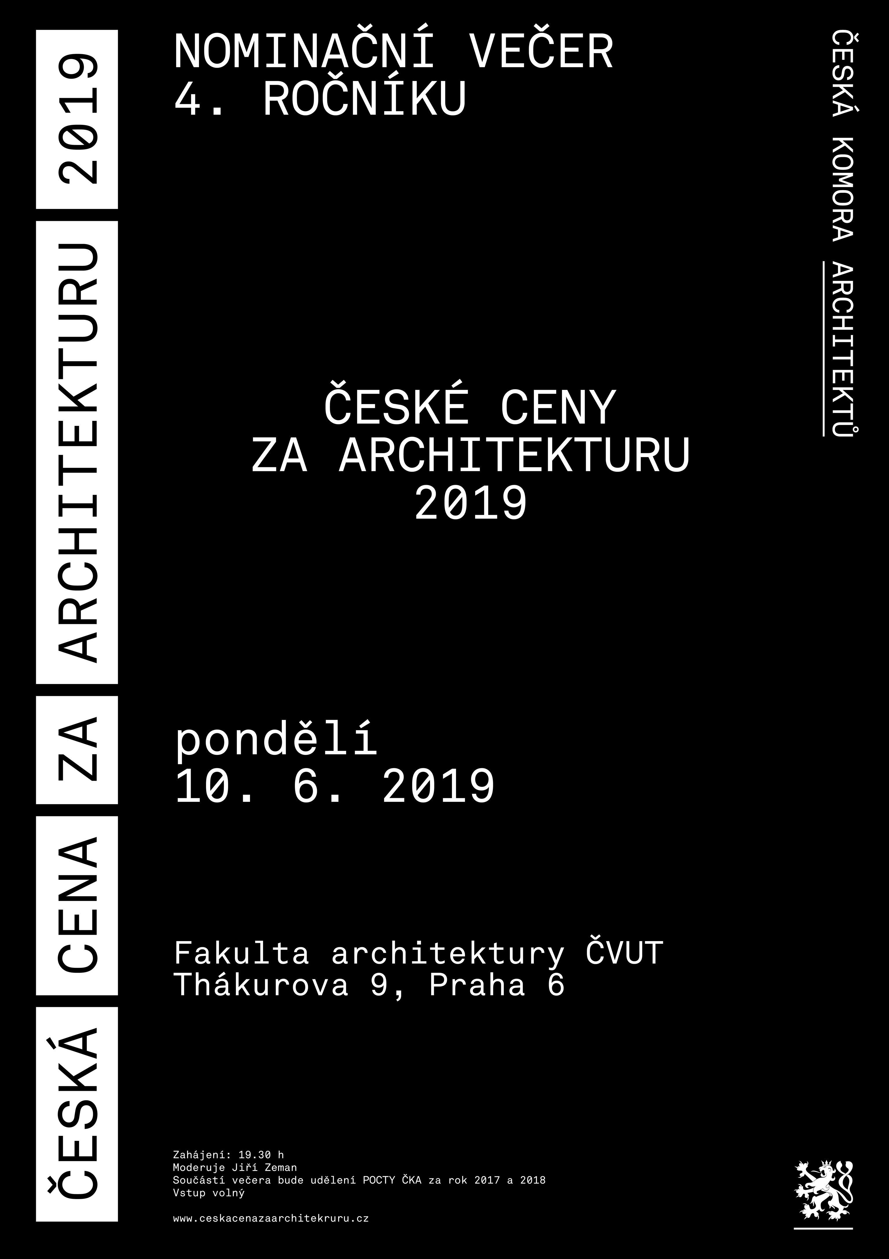 NOMINAČNÍ VEČER ČESKÉ CENY ZA ARCHITEKTURU 2019